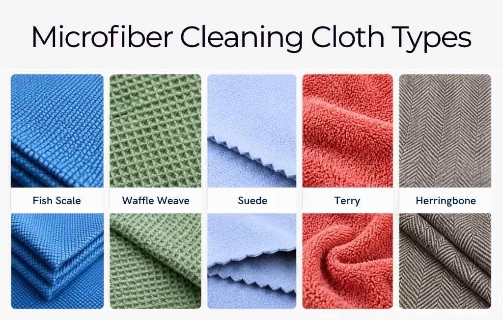 Microfiber cleaning cloth types