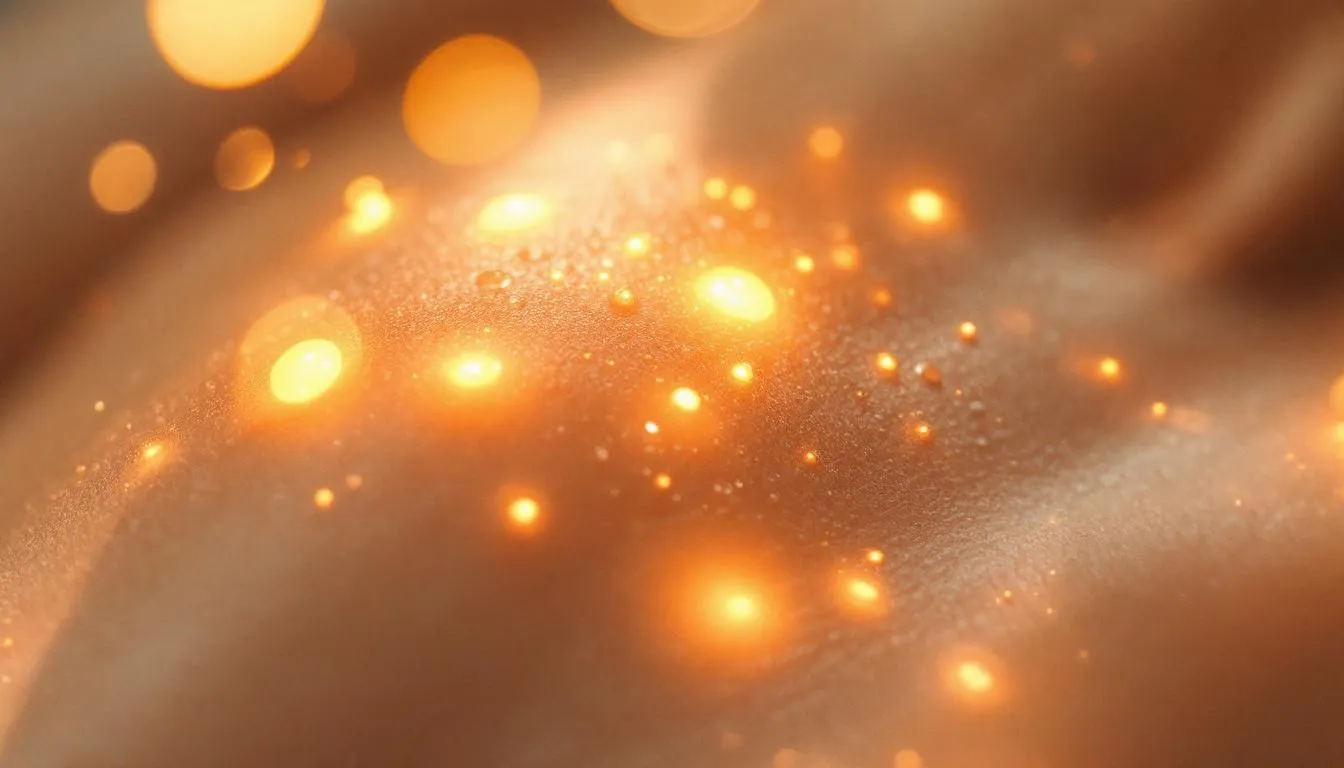 A close-up of skin glowing after a sauna session, showcasing its benefits for skin health.