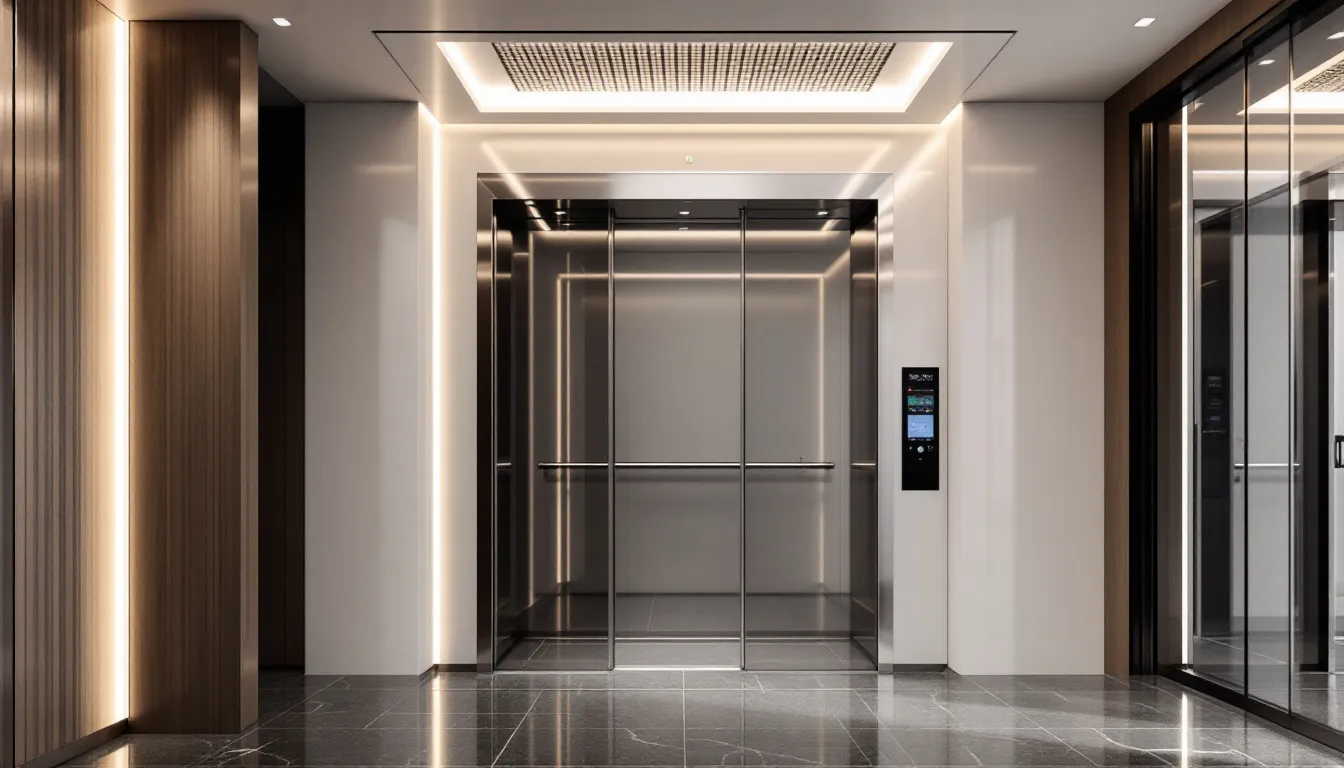 Safety features of a residential elevator lift highlighted in a home.