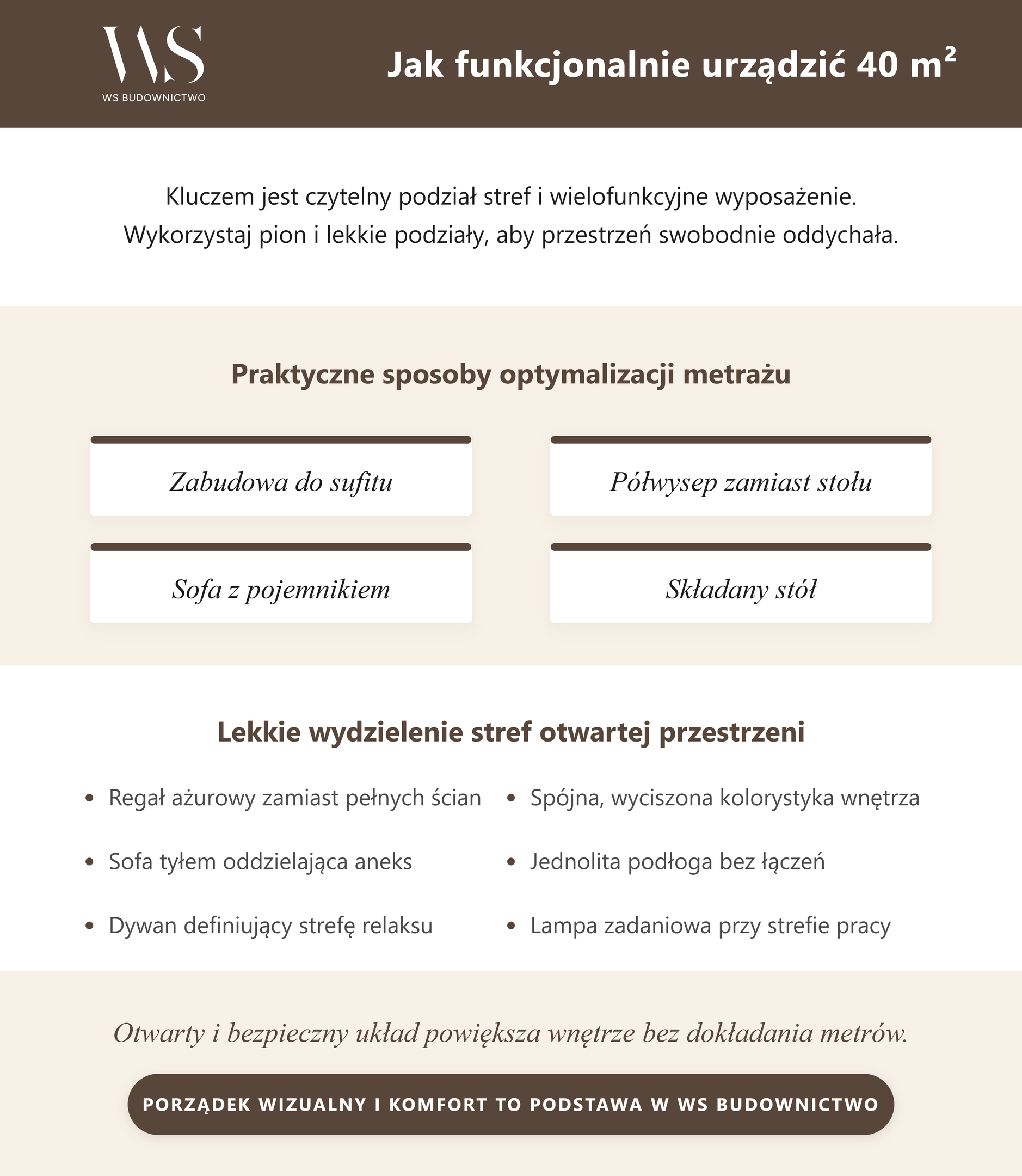Jak funkcjonalnie urządzić małe mieszkanie na niewielkim metrażu 40 m²?