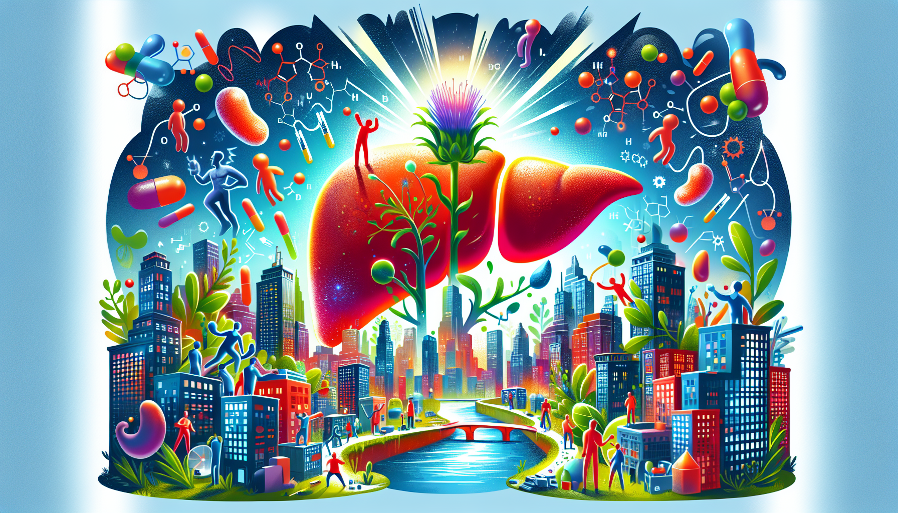 Colorful illustration of liver function tests