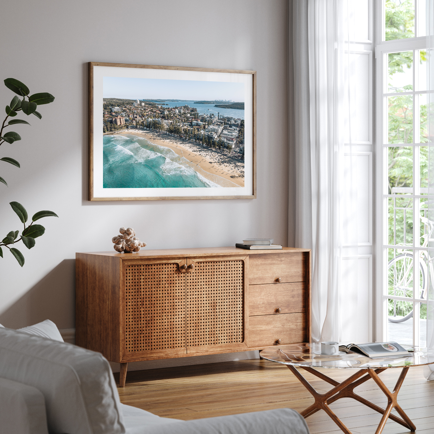 Large Manly Beach Coastal Artwork in a Coastal Living Room Decor.
