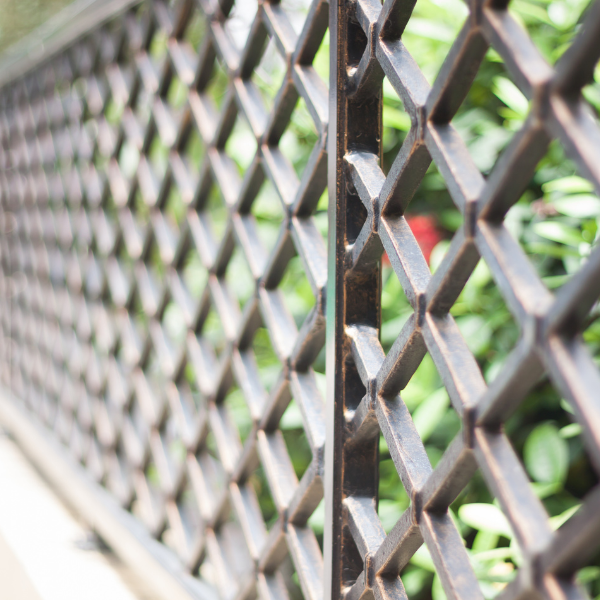 An image showing elegant aluminum fencing in a residential yard.