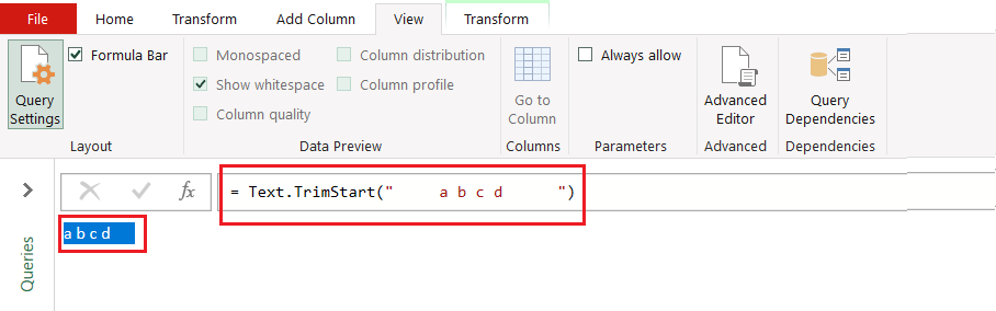 Using the Power Query function Text.TrimStart in Power BI 