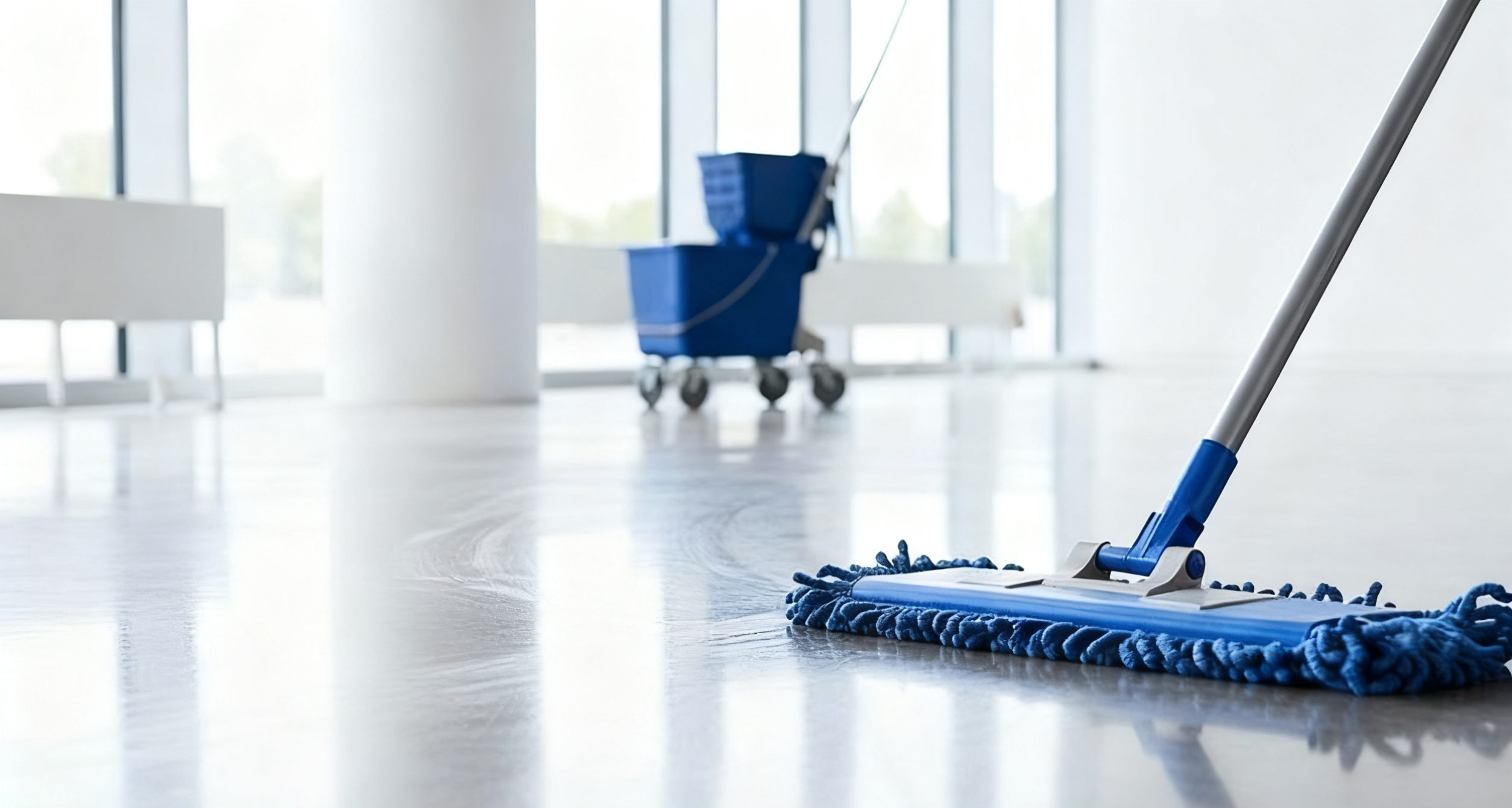 Flat mop with microfiber head for Concrete floors