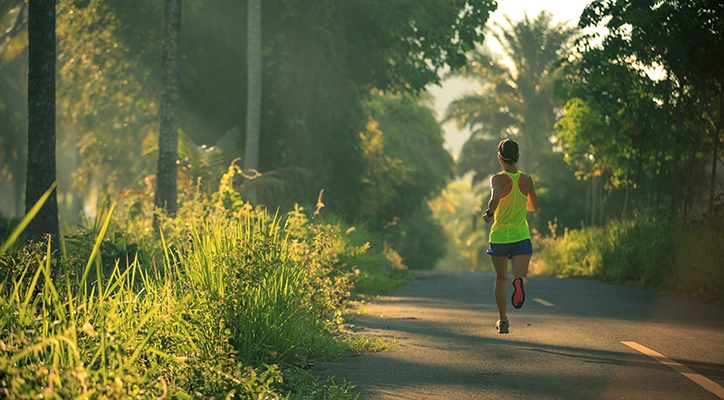A person going for a run in the park.