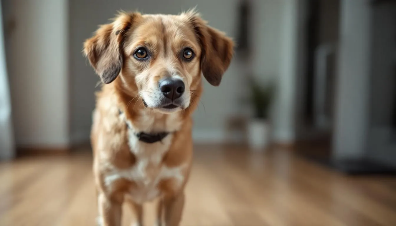 A female dog is depicted showing early signs of her heat cycle, characterized by slight swelling of the vulva. This image highlights the physical changes that occur during a female dog