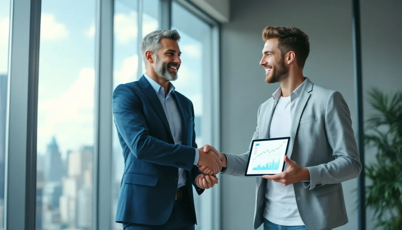 A meeting between a window cleaning business owner and an SEO company representative.