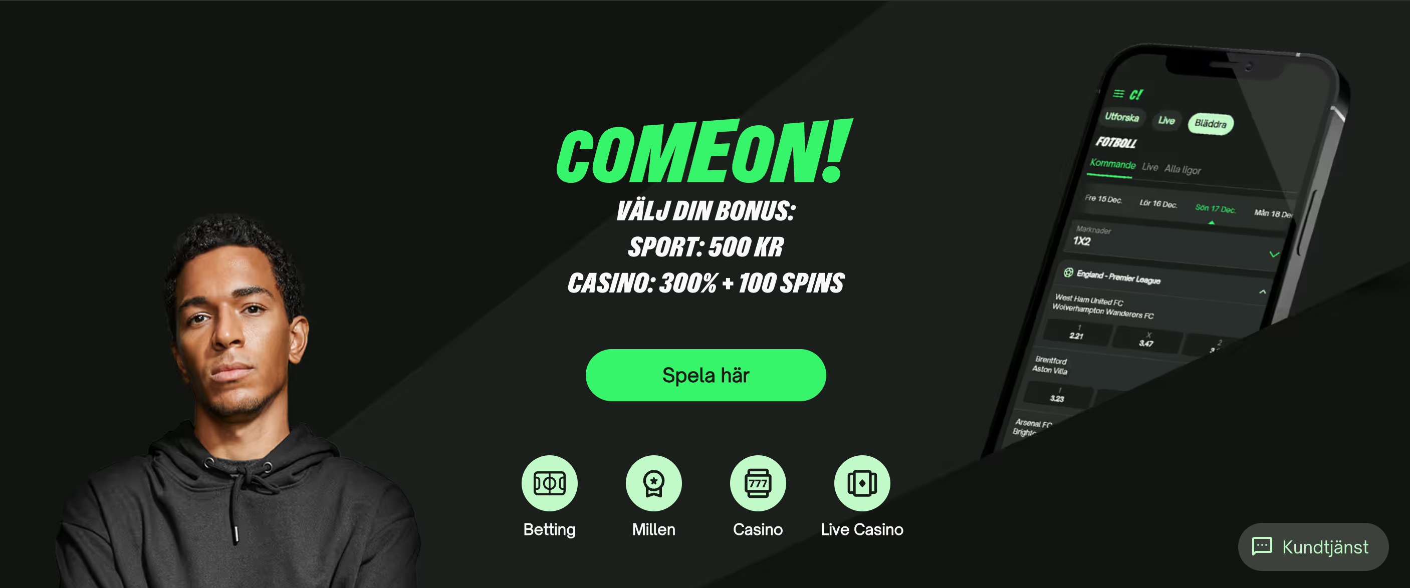 Come On, free spins.