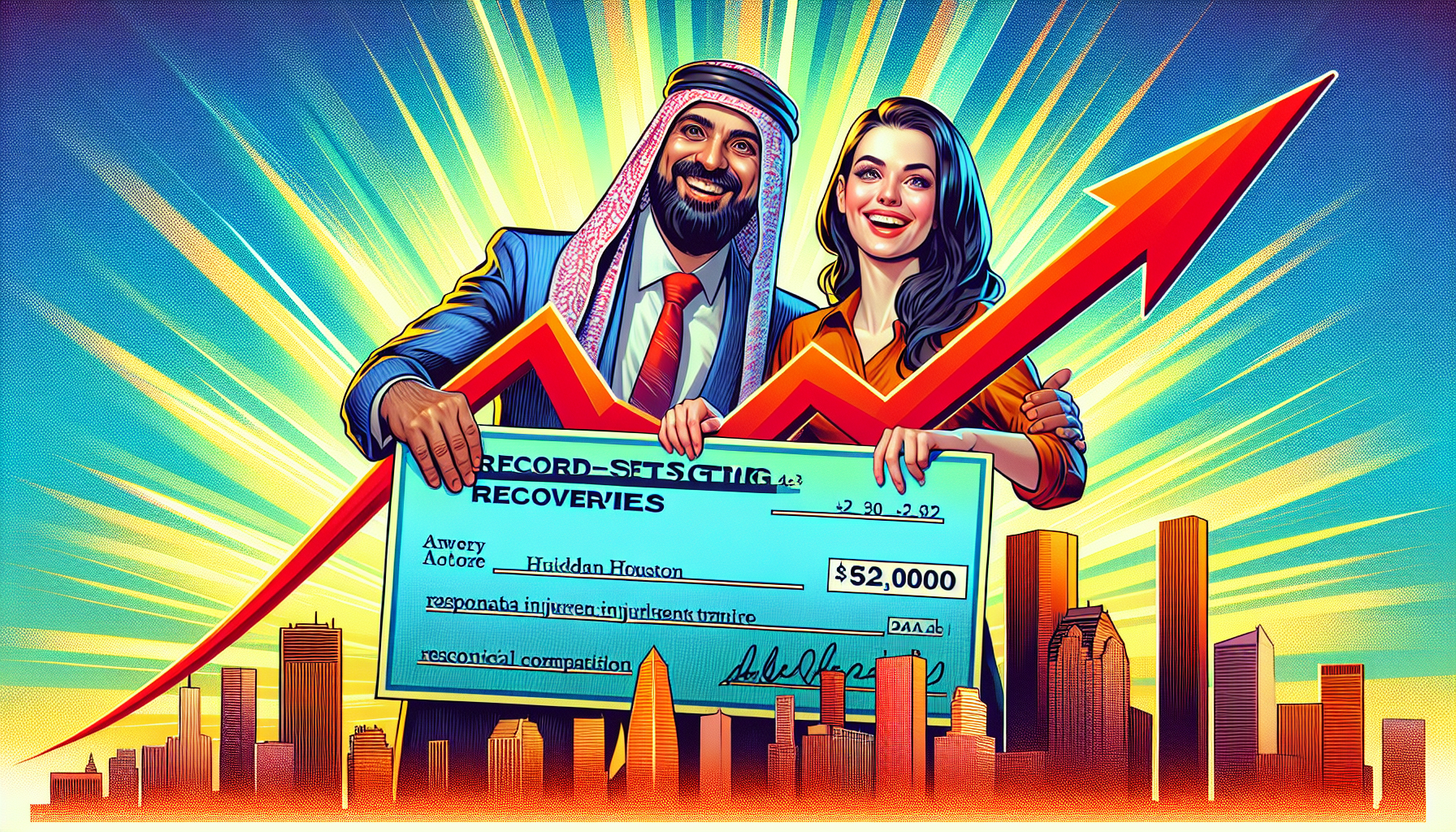 An artistic representation of record-setting recoveries achieved by Houston personal injury lawyers.