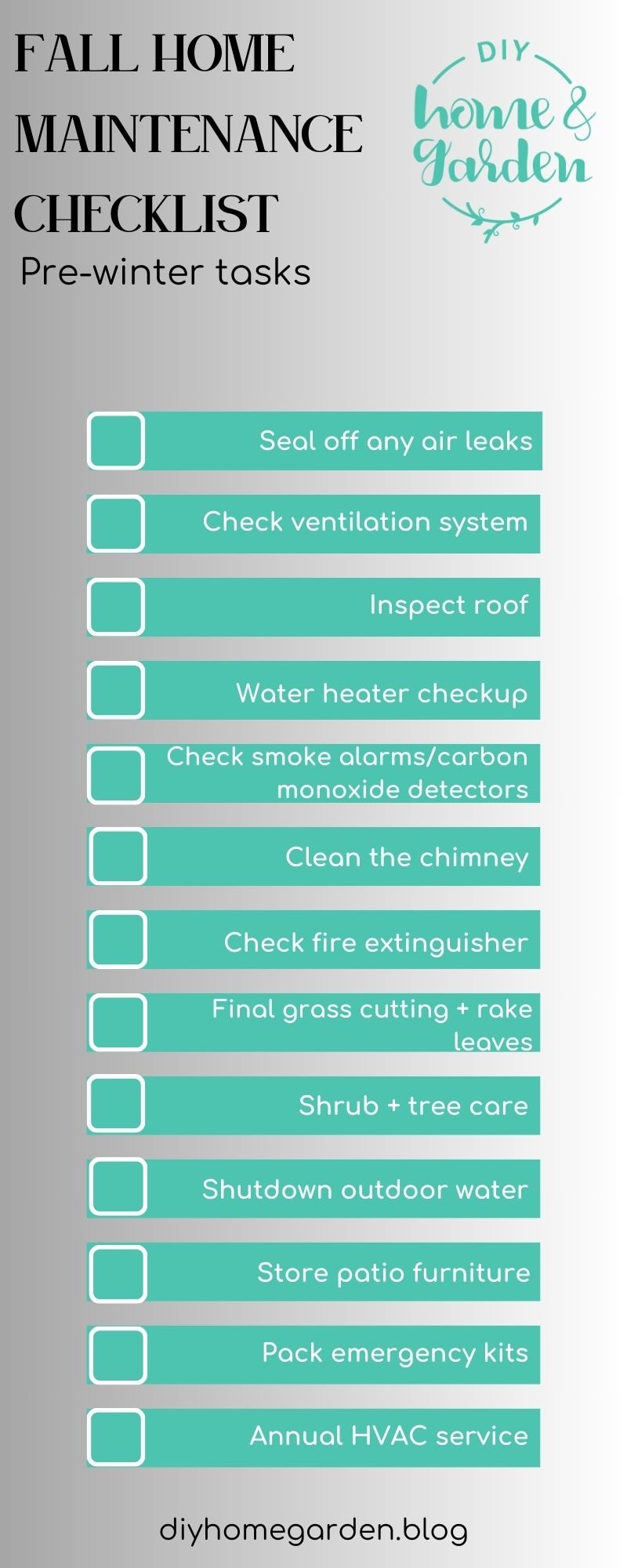 fall home maintenance checklist