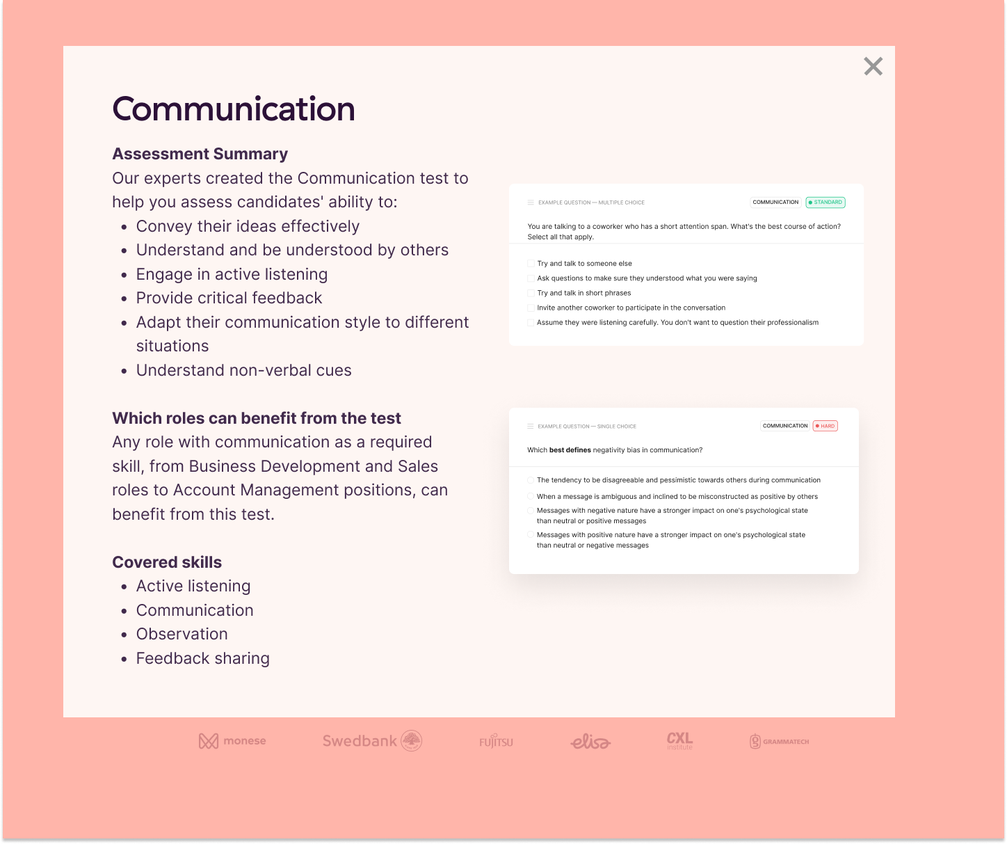 Toggl Hire offers a pre-built communication skills test to help you assess candidates.