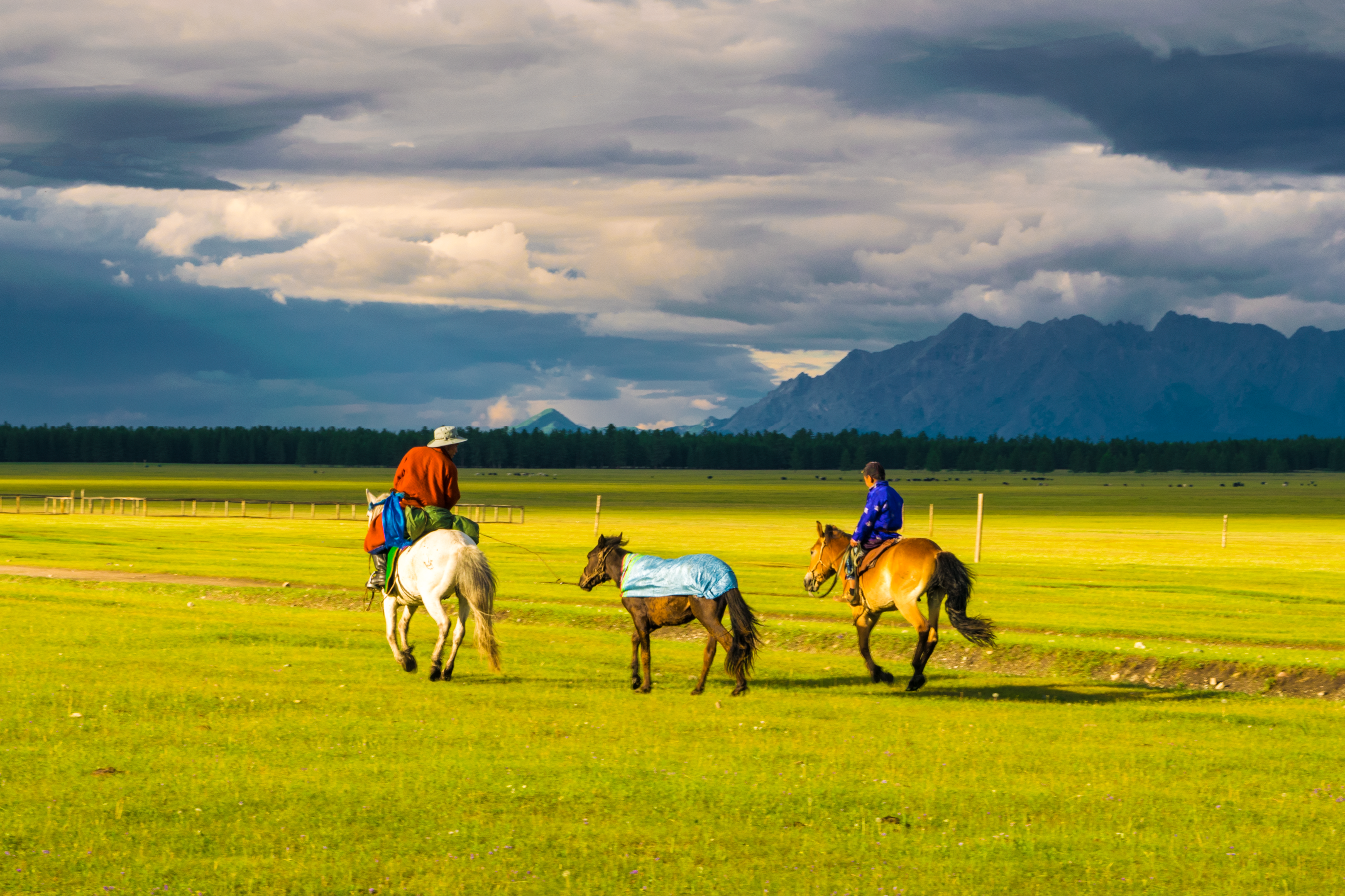 A nomadic family in Mongolia, enjoying the traditional culture and lifestyle