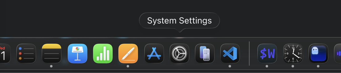 Click the System Settings icon in the MacOS dock.