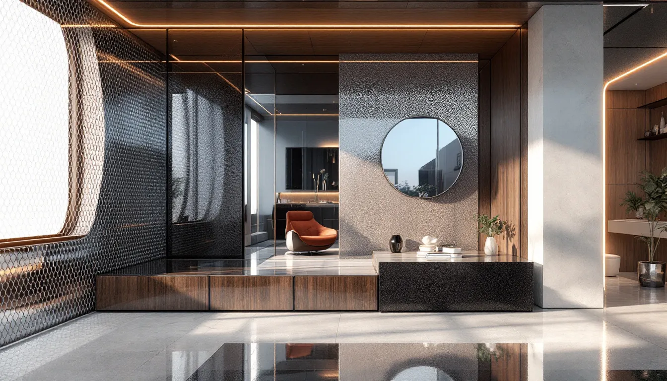 Different types of rendering materials displayed together, highlighting their textures.