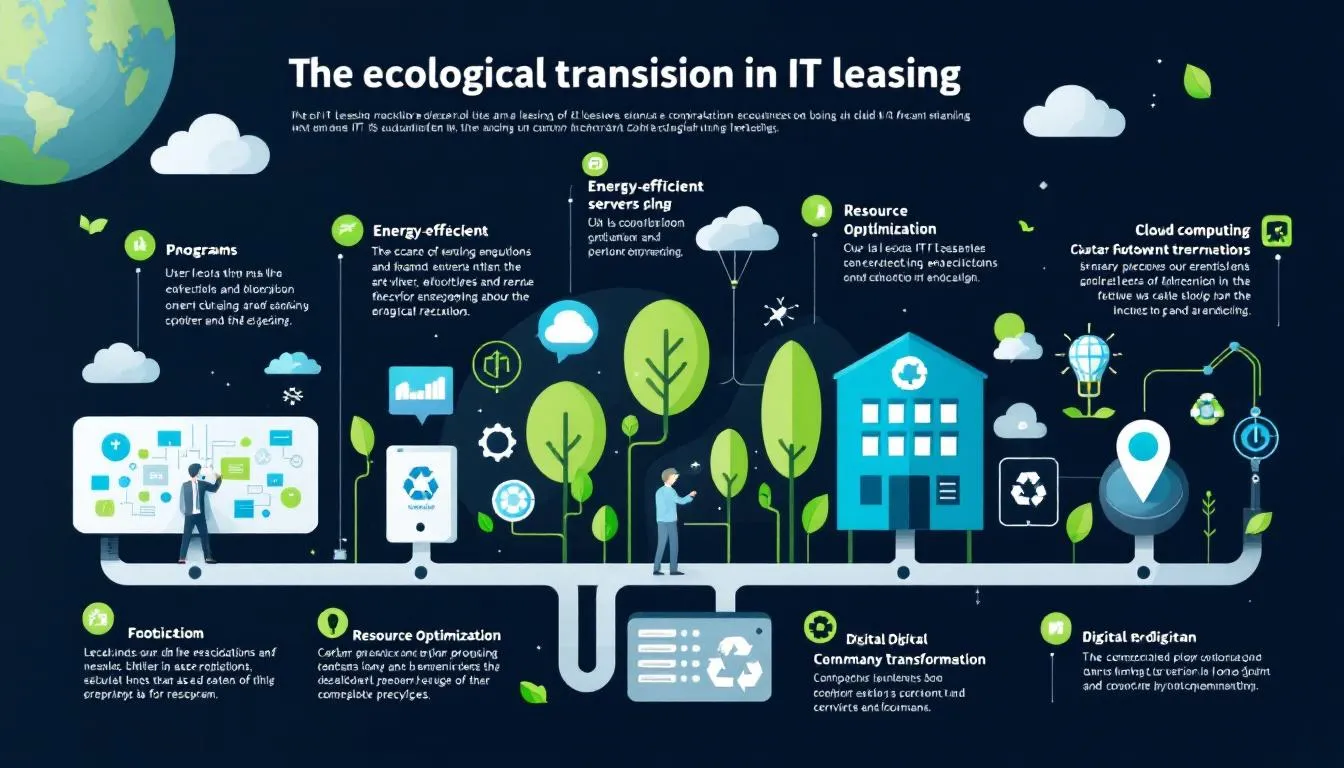 Illustration représentant la transition écologique dans le leasing IT.