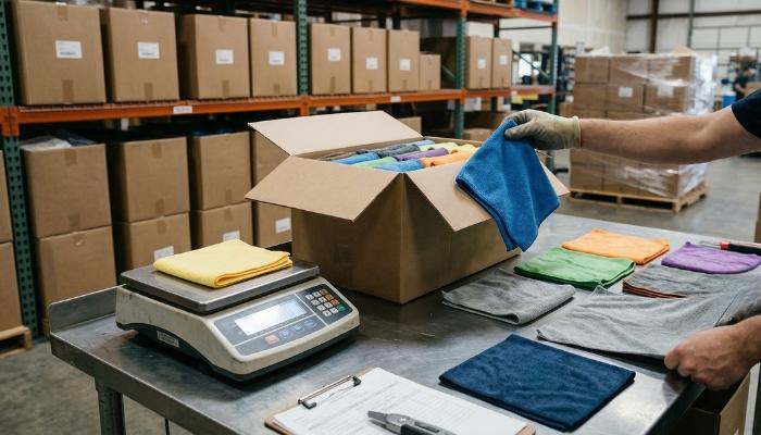 Evaluating microfiber clothes in a warehouse