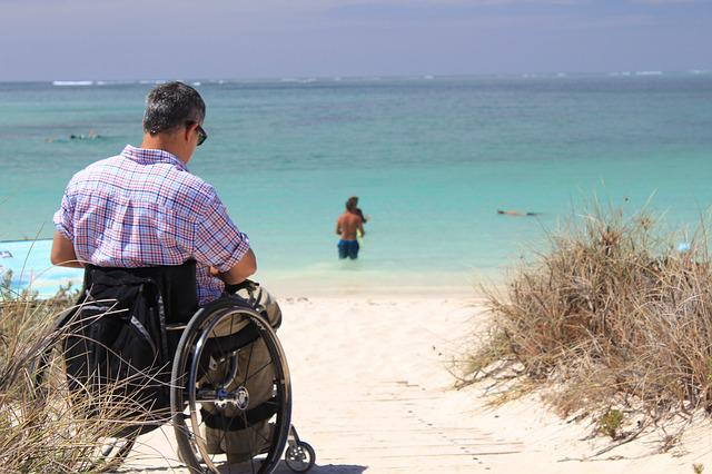 wheelchair, holiday, beach