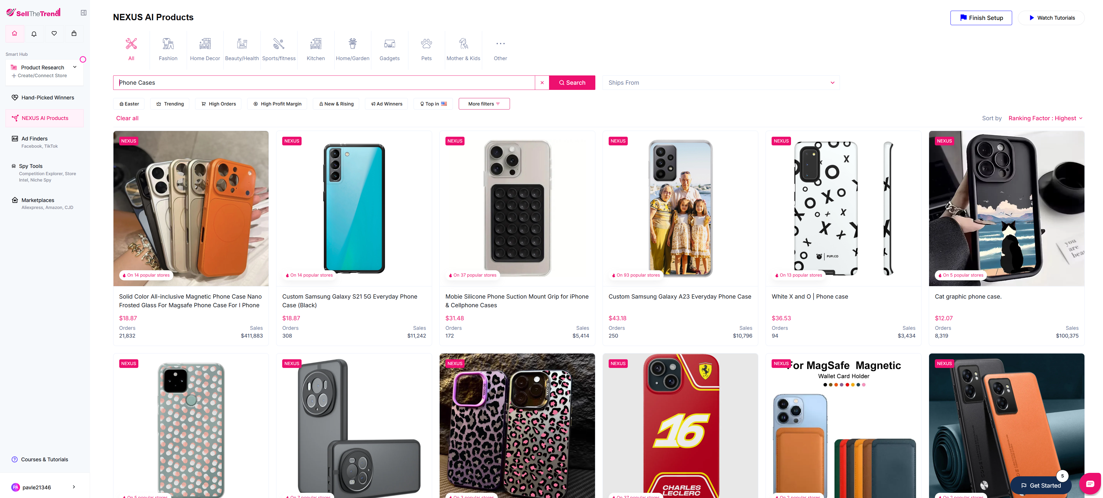 using sell the trend to find phone cases