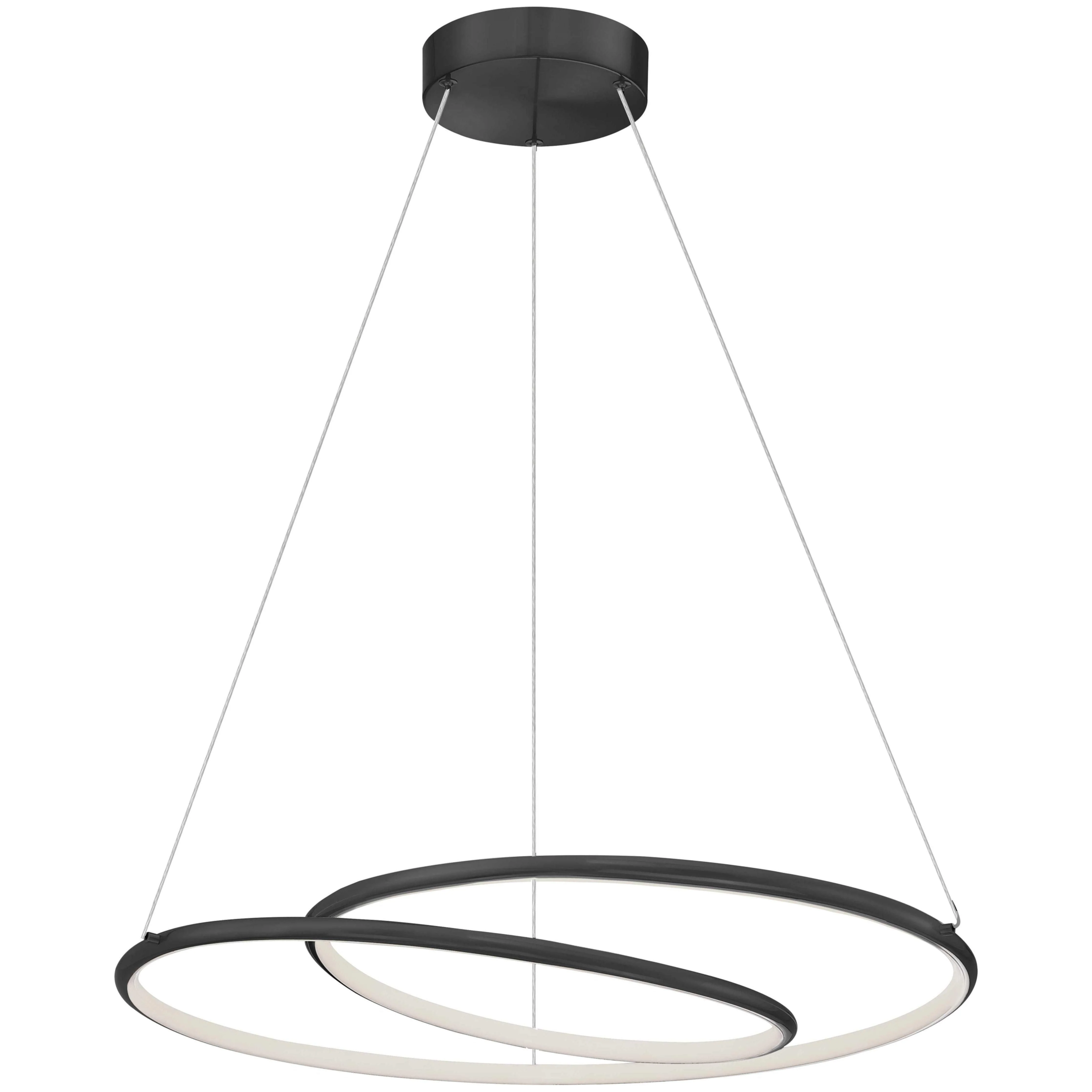 Dainolite Gabriel 24 inch LED Chandelier in matte black with modern ring design for contemporary interior lighting.