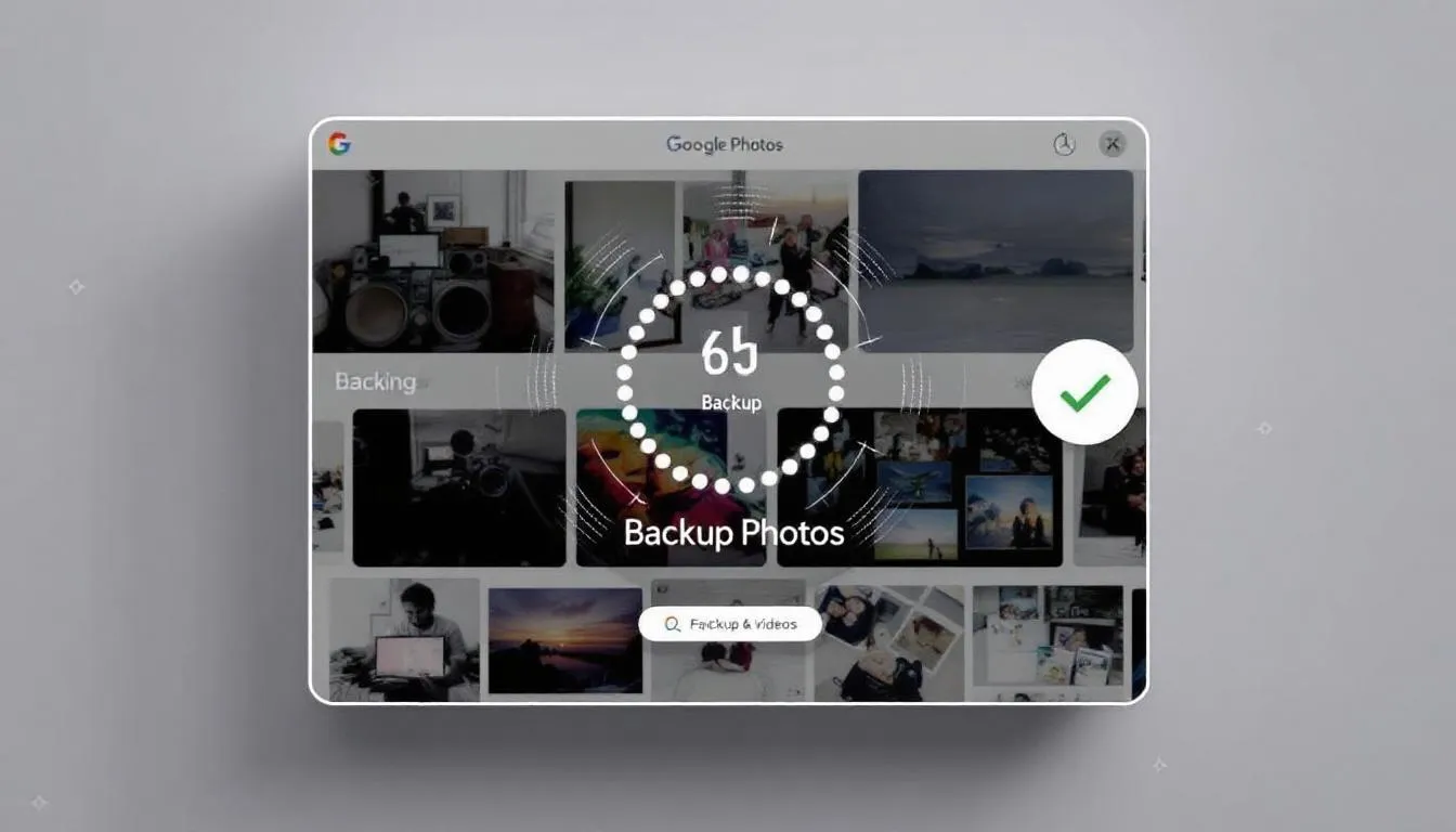 Die Google-Fotos-Oberfläche mit Sicherung von Fotos und Videos.