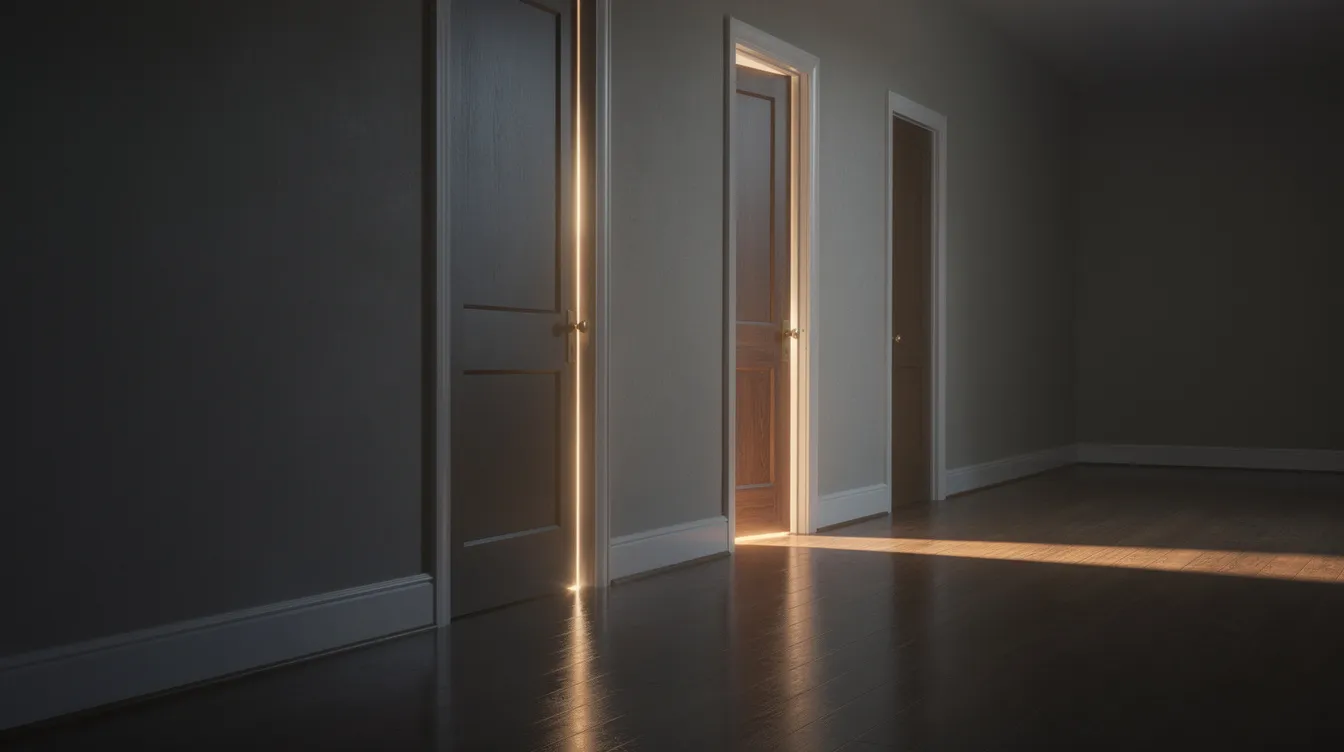 Doors illustrating different levels of public disclosure