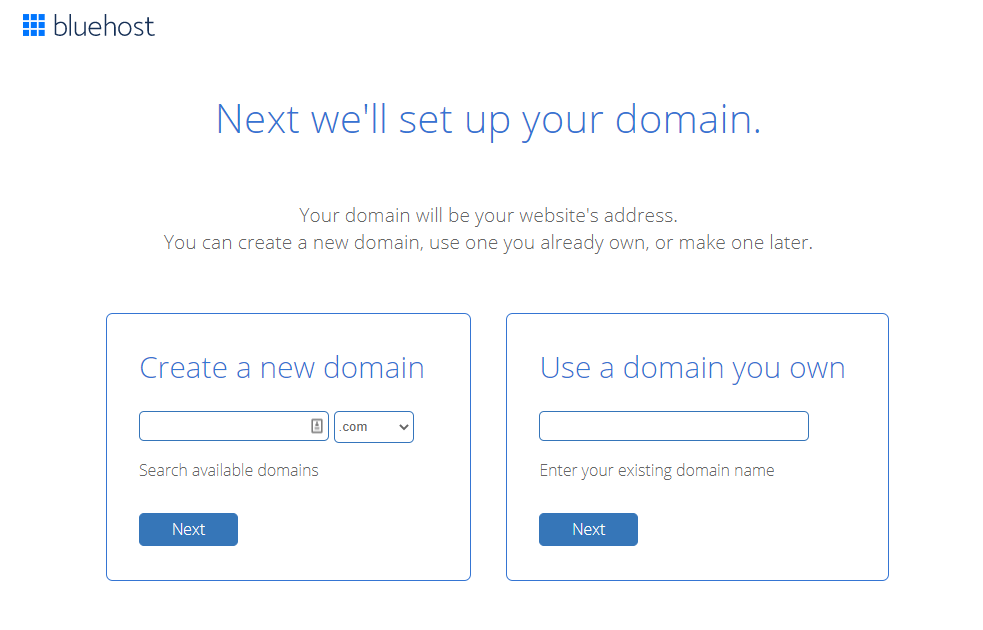 Domain Setup screen
