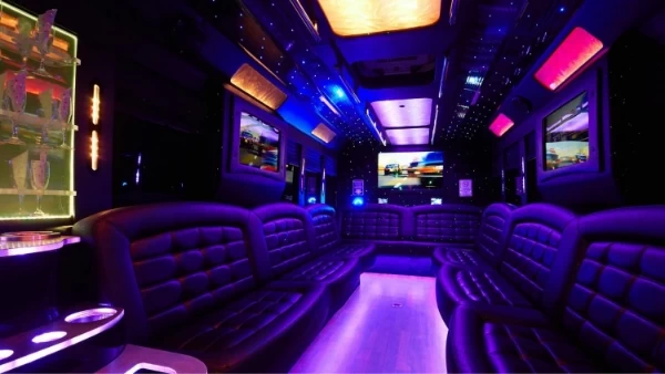 party buses have all the style of a limo, but with more headroom and comfort