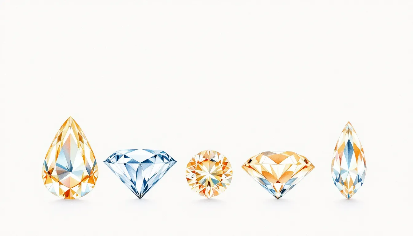 An assortment of popular diamond shapes for engagement rings.