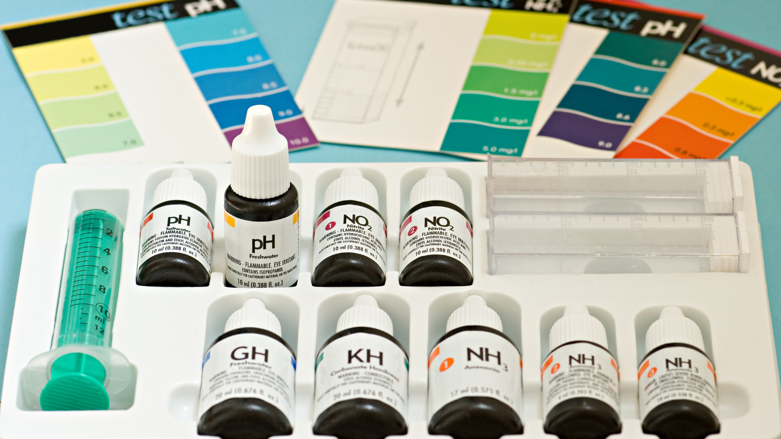 Most standard aquarium water test kits include everything needed to monitor kH, gH and pH easily.