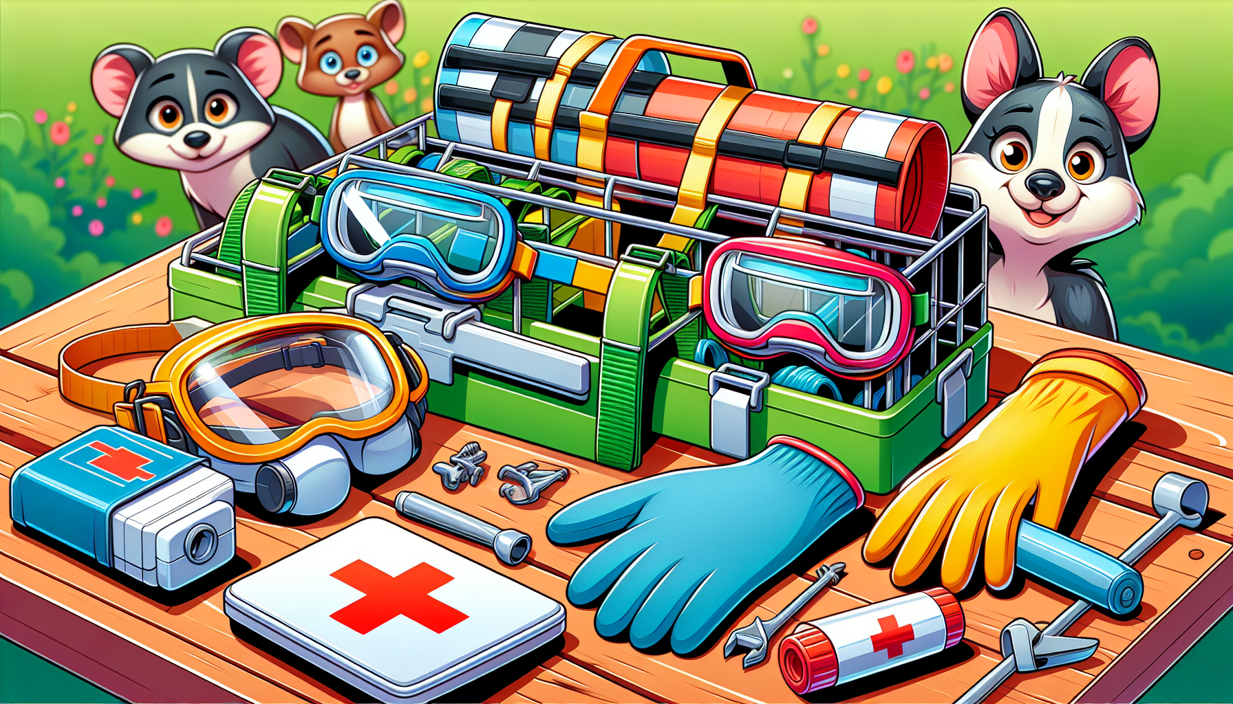 Essential safety gear for wildlife trapping, including personal protective equipment.