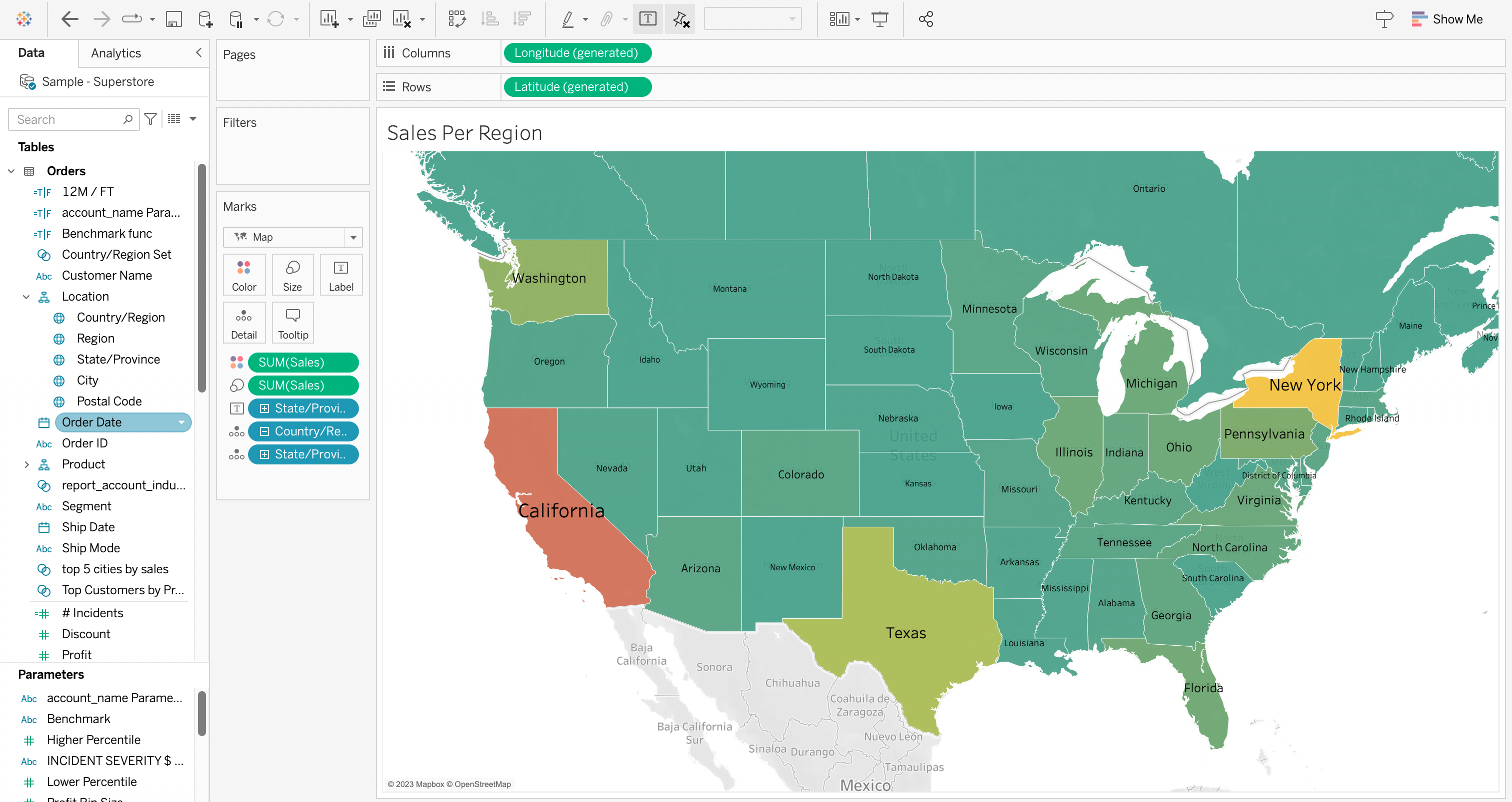 Example of map chart