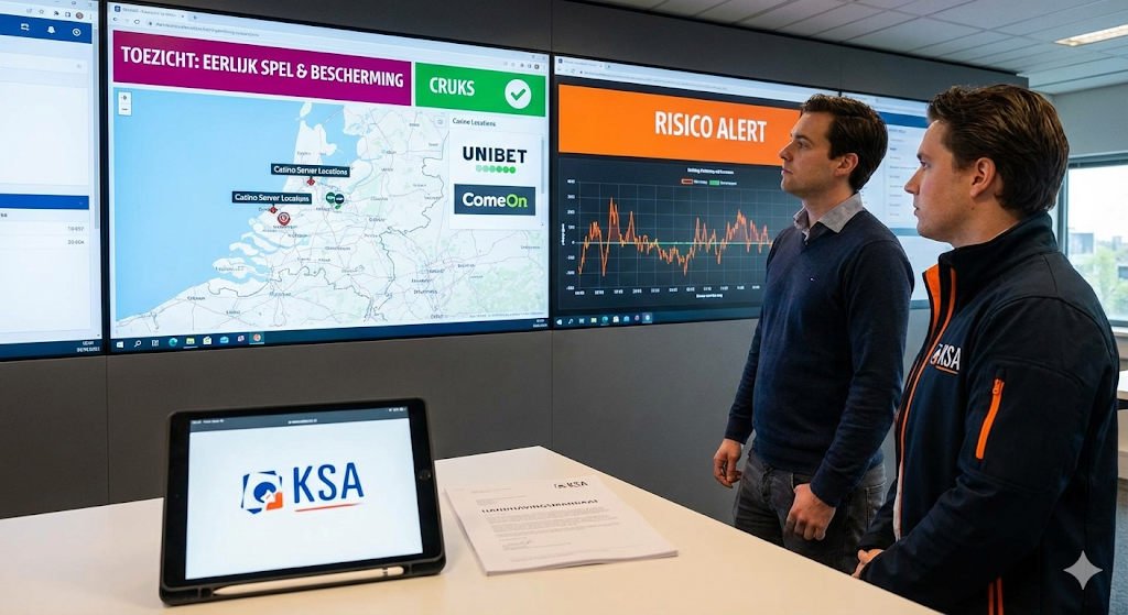Toezicht door de Nederlandse Kansspelautoriteit (KSA) op legale online casino’s in Nederland met CRUKS-controle, eerlijk spel en bescherming volgens de Wet kansspelen, monitoring van legale aanbieders zoals Unibet en ComeOn op de Nederlandse markt ter voorkoming van illegale casino’s en illegale goksites, zodat online kansspelen eerlijk verlopen en legaal online gokken veilig blijft
