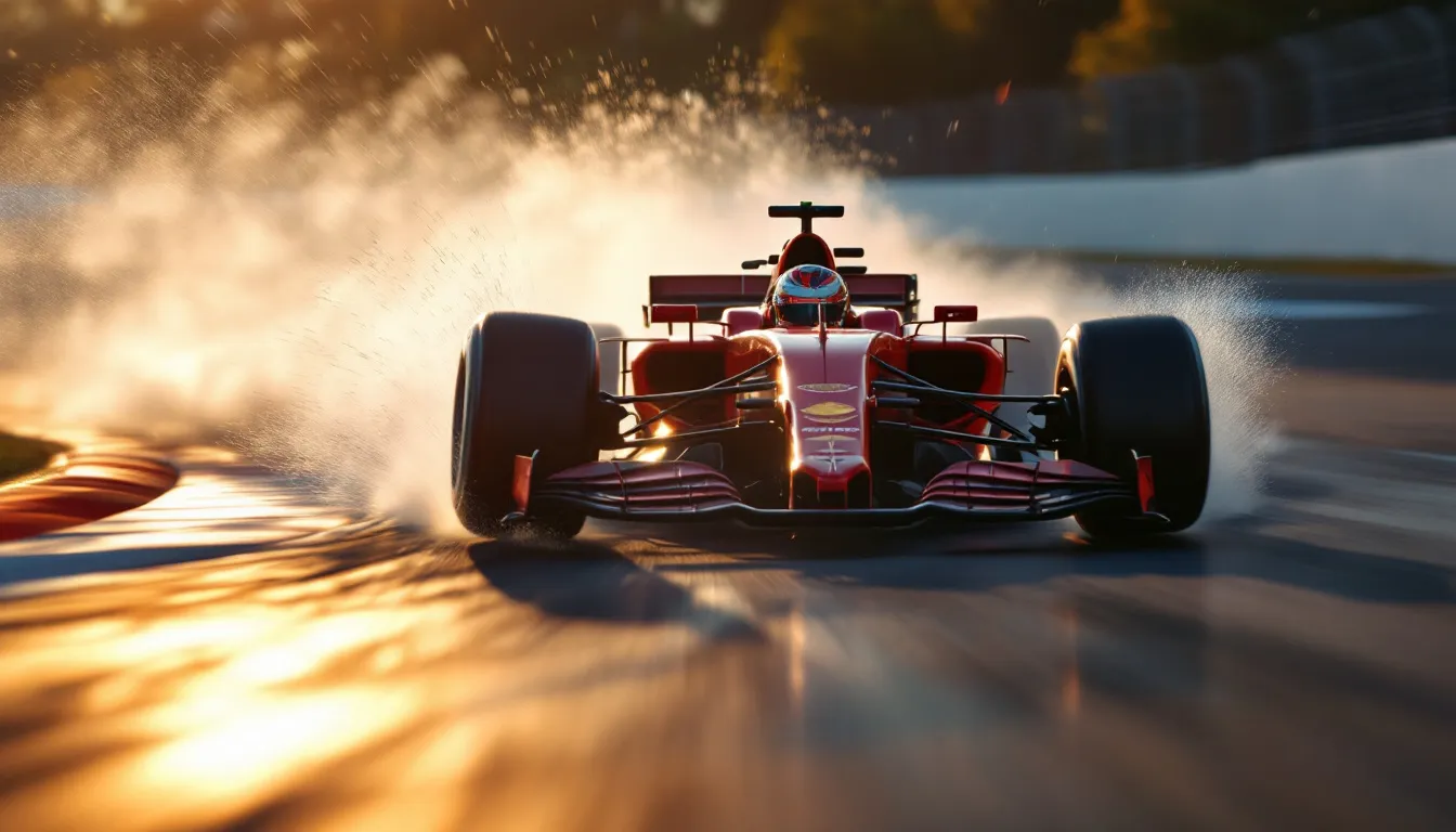 An F1 car racing on a track, showcasing the thrill of driving a real F1 car.