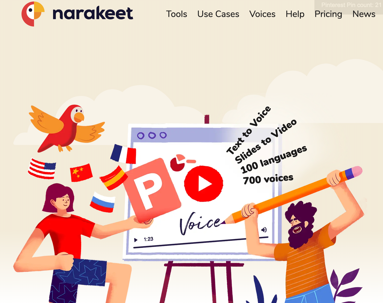 narakeet homepage