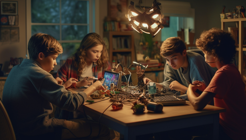 A group of students exploring neat things in quantum physics