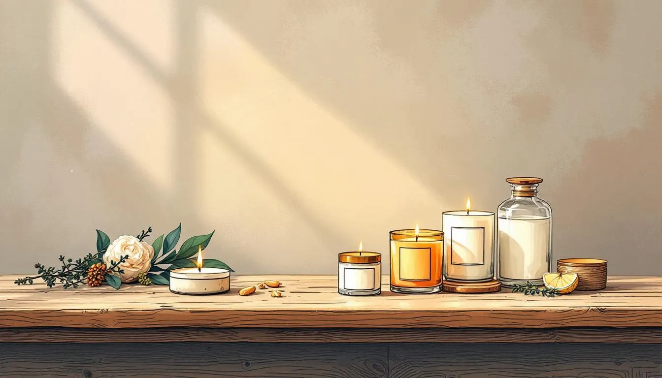Scented candles and soft lighting creating a cozy atmosphere.