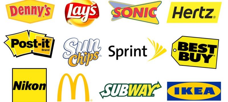 Highly popular brands with yellow logos. 