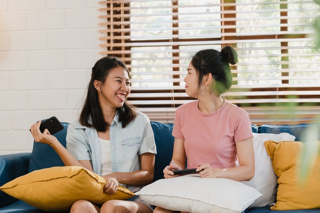 Friends enjoying a conversation