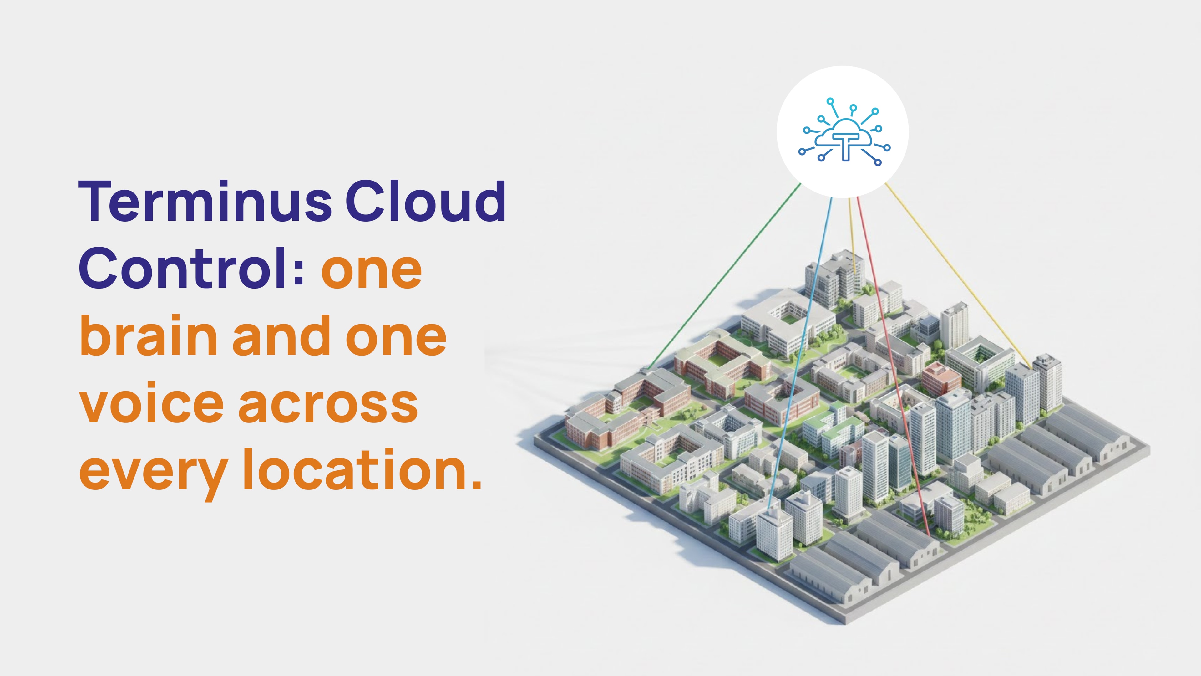 Illustration of a connected campus receiving alerts from one centralized system, showing mass notification and emergency communications delivered across multiple channels.