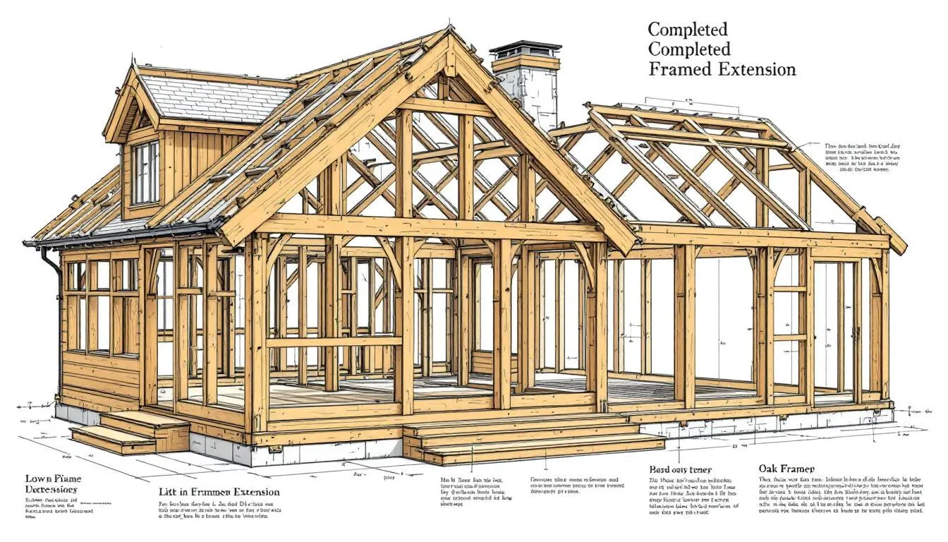 Real-life example of a completed oak framed extension.
