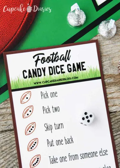 image of football candy dice game