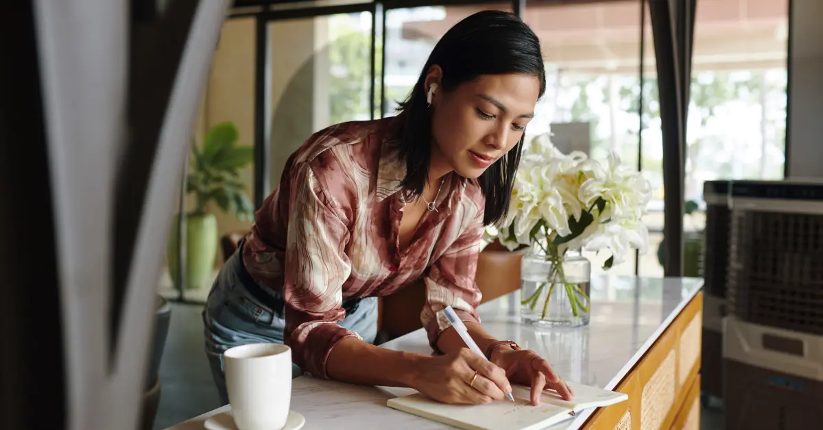 Female OnlyFans creator planning her quarterly taxes and marking deadlines for her accounting liabilities.