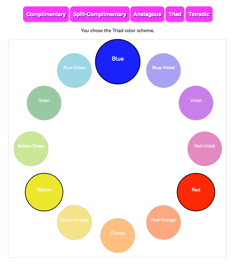 Primary Color Scheme, also a Triadic Color Scheme