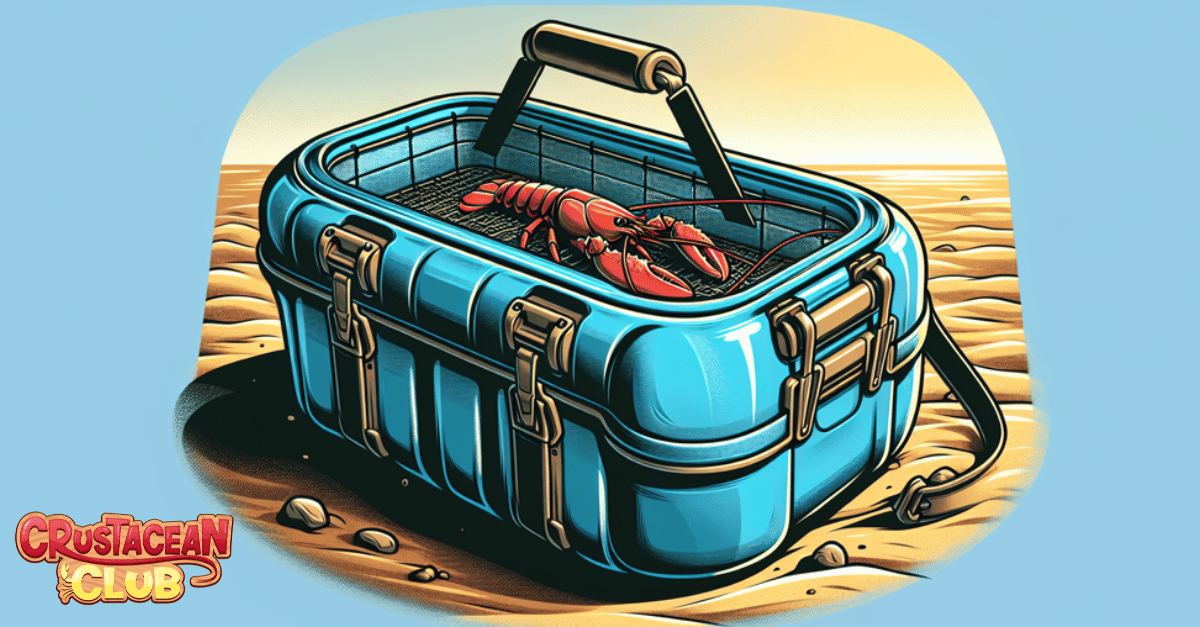 Cartoon-style illustration of a modern catch bag for lobster containment