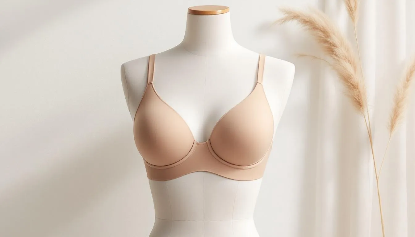 A comfortable wireless bra displayed on a mannequin.