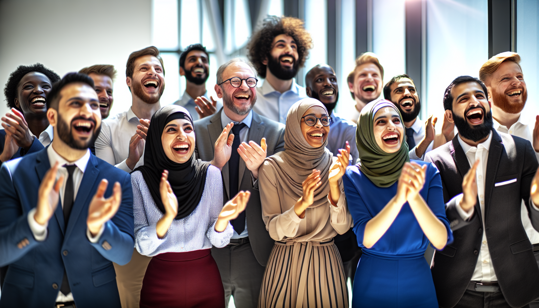 Diverse group of entrepreneurs celebrating success