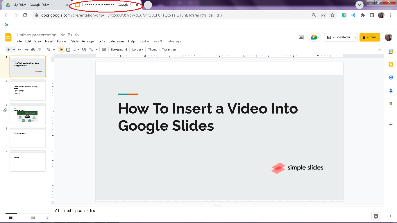 how to insert a video in google presentation