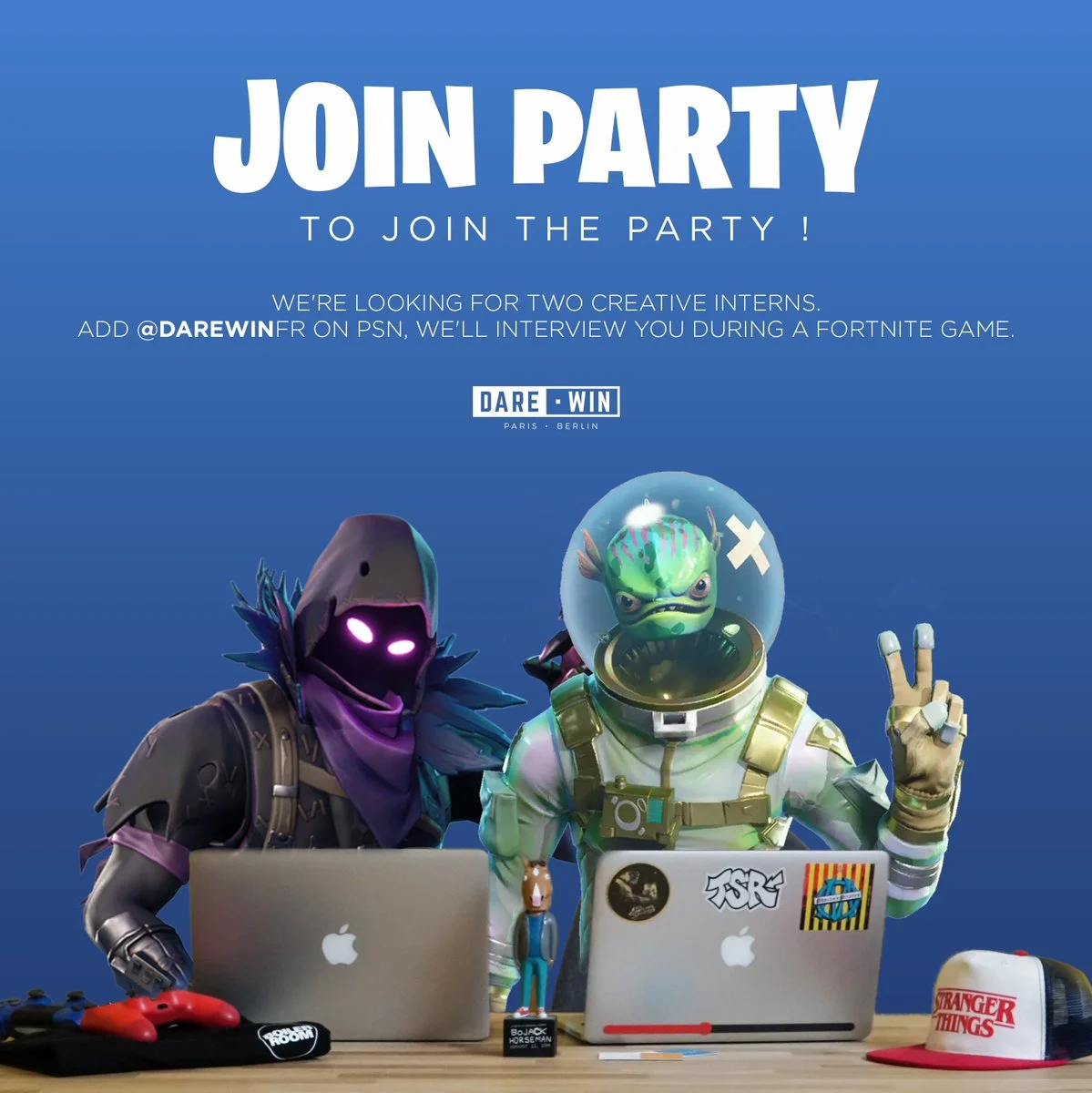 Advertising agency "Dare.Win" attracted 600 candidates via Fortnite and 250 via email in 10 days after launching their in-game recruitment campaign to find new employees. 