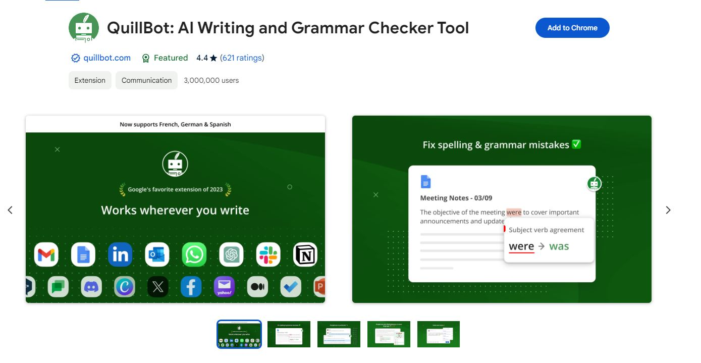 Das Google Chrome Add-on für QuillBot